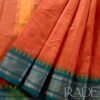 Premium soft cotton saree with Zari border – Orange with Green