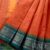 Premium soft cotton saree with Zari border – Orange with Green