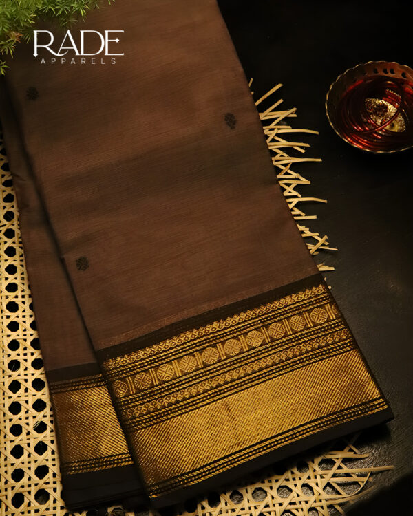 Chettinad Premium Cotton Saree - Mud Brown