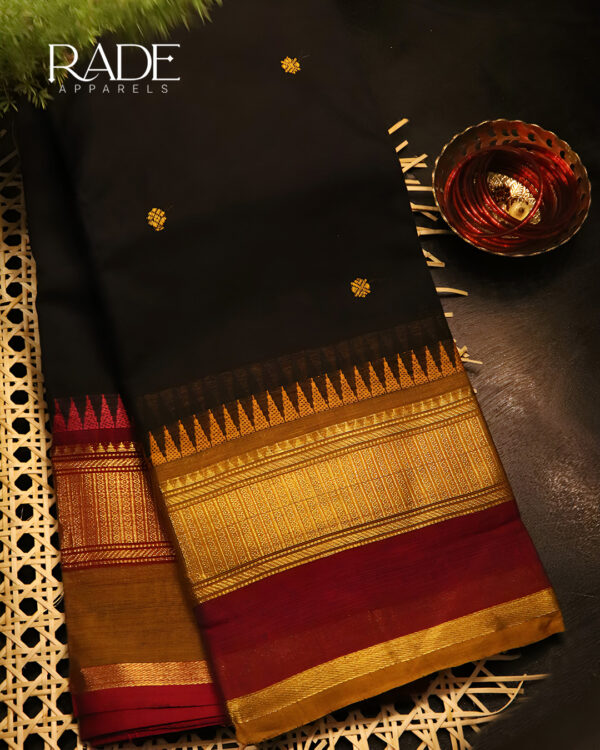 Chettinad Premium Cotton Saree - Rich Black