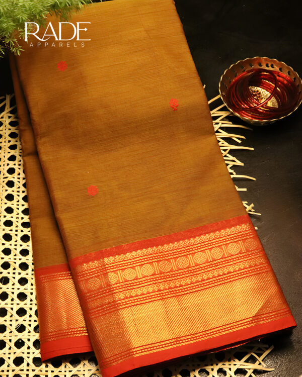 Chettinad Premium Cotton Saree - Dull Gold
